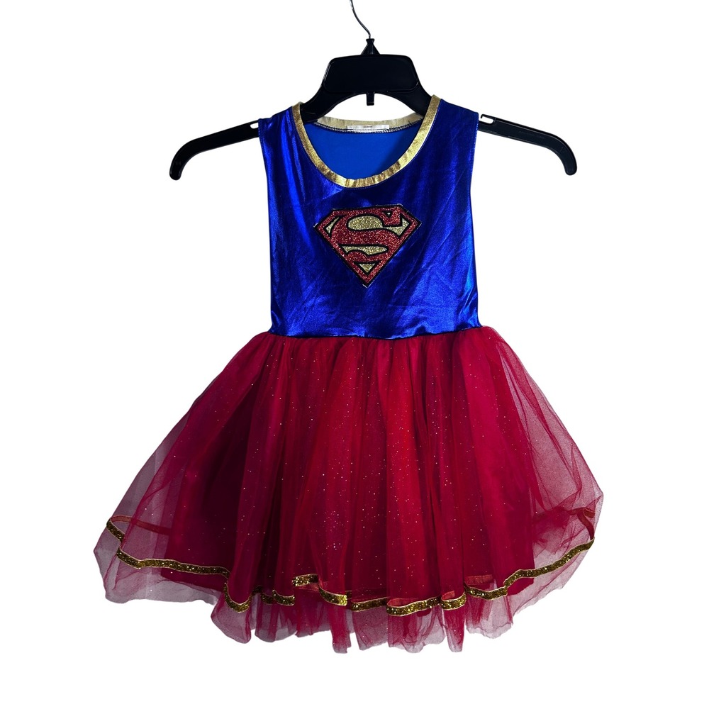 DC Comics Supergirl Costume Dress 4T Blue Red Glitter Tutu Superhero Kids